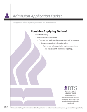 Dallas Theological Seminary Admission Application