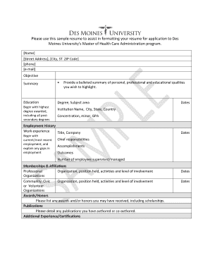 Resume Template for Healthcare Administration