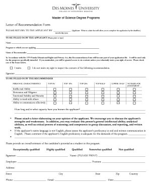 Letter of Recommendation Form