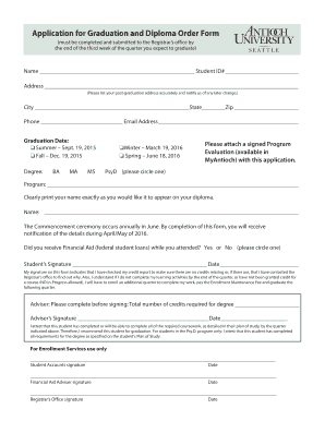 Graduation and Diploma Order Form