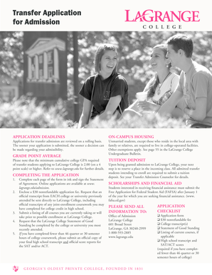 LaGrange College Transfer Application Form