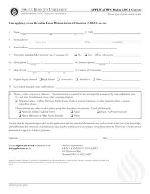 John F. Kennedy University Online LDGE Application