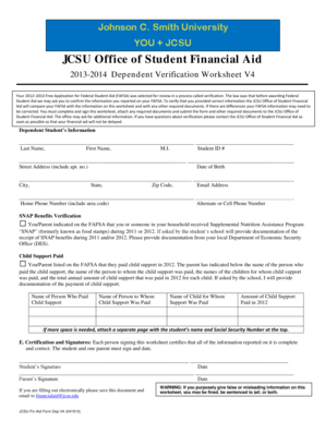 2013-2014 Dependent Verification Worksheet
