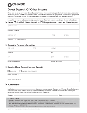 Chase Direct Deposit Form