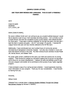 Lacrosse Recruitment Cover Letter