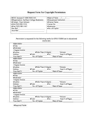 Request Form For Copyright Permissions