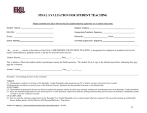Final Evaluation for Student Teaching