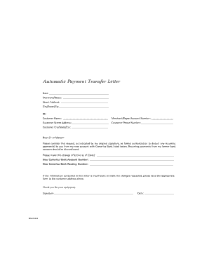 Automatic Payment Transfer Letter