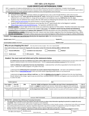 Class Drop/Withdrawal Form