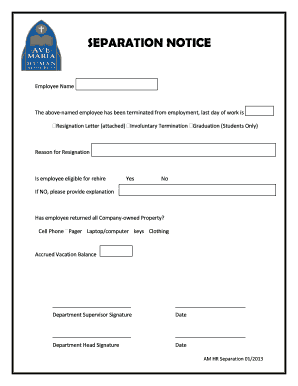 Employee Separation Notice