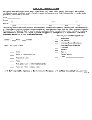 Applicant Control Form