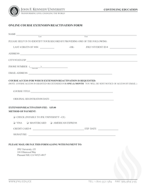 Online Course Extension/Reactivation Form
