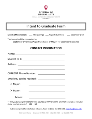 Intent to Graduate Form