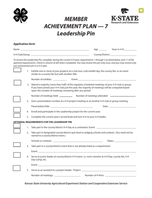 4-H Leadership Pin Application Form