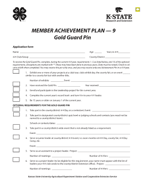 4-H Gold Guard Pin Application Form