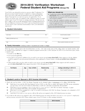 2014-2015 Verification Worksheet