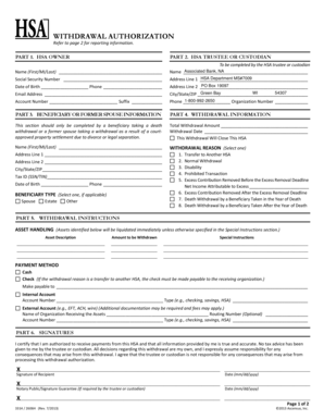 HSA Withdrawal Authorization Form