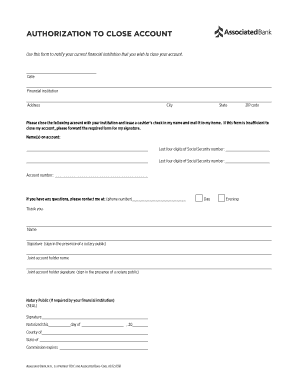 Authorization to Close Account