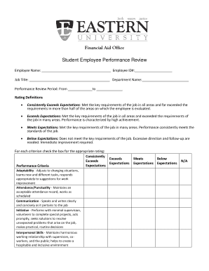 Student Employee Performance Review Form
