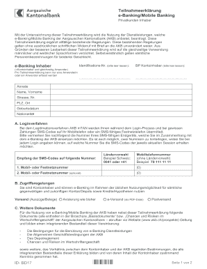 Teilnahmeerklärung e-Banking/Mobile Banking