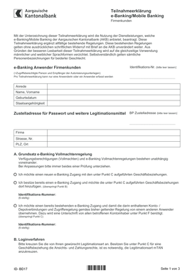 Teilnahmeerklärung e-Banking/Mobile Banking