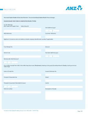 ANZ Trust Receipt Form