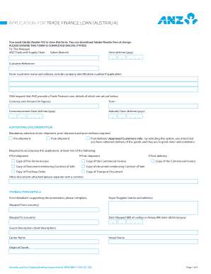 Application for Trade Finance Loan (Australia)