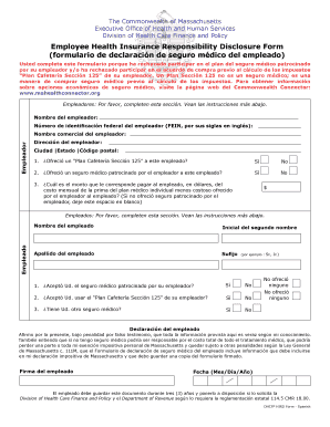 Formulario de declaración de seguro médico del empleado