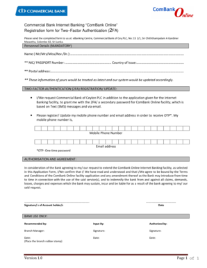Commercial Bank Two-Factor Authentication Registration Form