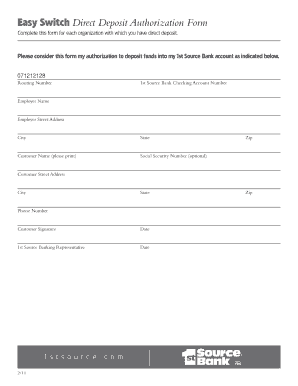 Direct Deposit Authorization Form