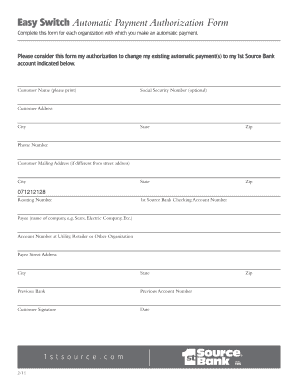 Automatic Payment Authorization Form