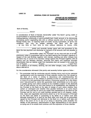 General Form of Guarantee and Power of Attorney