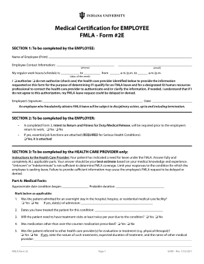 FMLA Medical Certification Form 2E