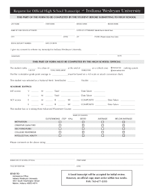 Request for Official High School Transcript
