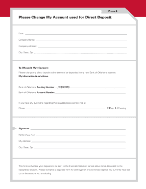 Direct Deposit Change Request Form