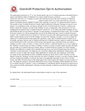 Overdraft Protection Opt-In Authorization