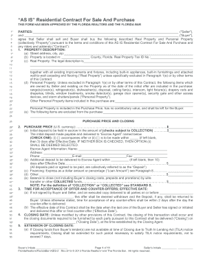 AS IS Residential Contract For Sale And Purchase