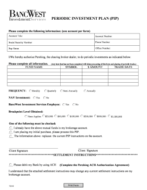 Periodic Investment Plan Form