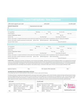 Credit application template - Consumer Credit Application - Home Improvement