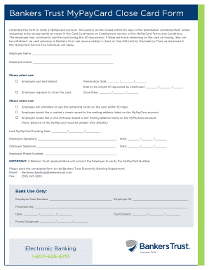 MyPayCard Close Card Form