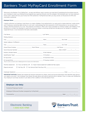 Bankers Trust MyPayCard Enrollment Form