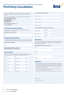BNZ Third Party Cancellation Form