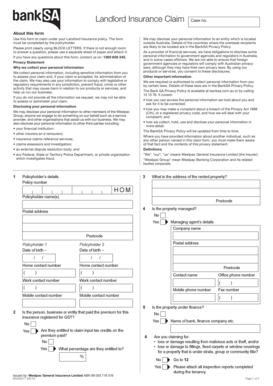 BankSA Landlord Insurance Claim