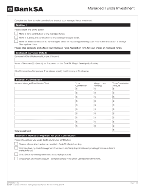 BankSA Managed Funds Investment Form
