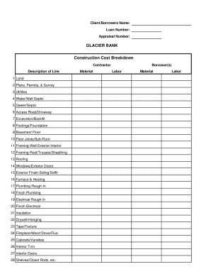 Construction Cost Breakdown Form