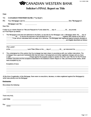 Solicitor's Final Report on Title