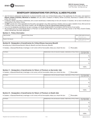 Beneficiary Designation for Critical Illness Policies
