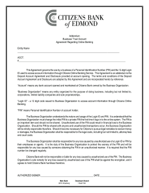 Business Trust Account Online Banking Addendum