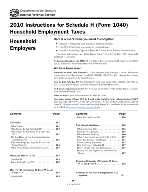 2010 Instructions for Schedule H (Form 1040)