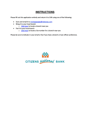 Citizens National Bank Consumer Credit Application